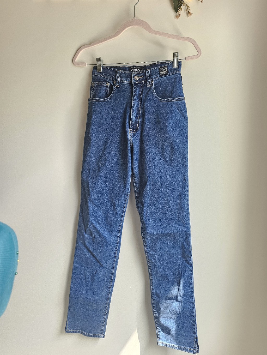 Versace Womens Classic Blue Straight Jeans 100% Cotton Size 28 Fits 24-26